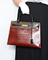 Kelly 35 Alligator Skin in Miel/Black/Gris Torturelle, other view